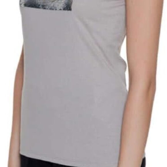 Womens Cotton T-Shirt Slim Fit Rhinestone Logo Crewneck Casual Top Large - Picture 3 of 3